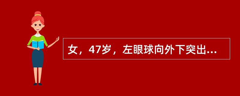 女，47岁，左眼球向外下突出2月余，逐渐加重，伴复视，CT示左侧额窦扩大，窦腔内