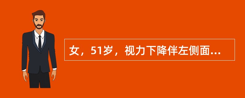 女，51岁，视力下降伴左侧面部麻木1个月，MRI检查如图所示，应考虑为（）