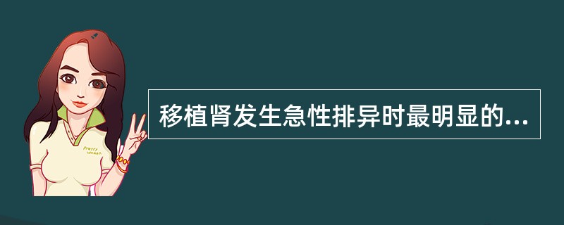 移植肾发生急性排异时最明显的征象是（）