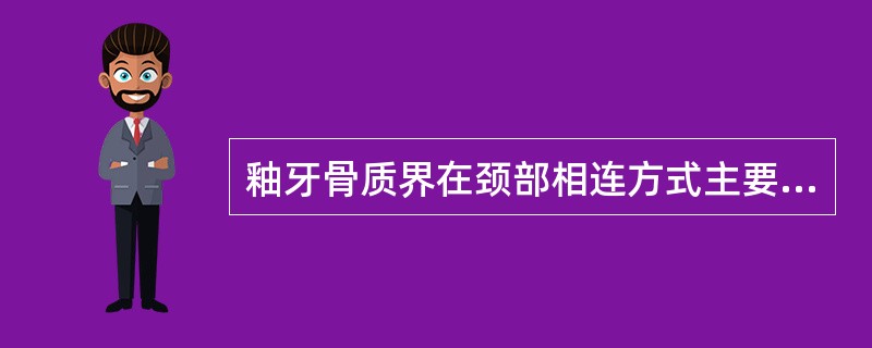 釉牙骨质界在颈部相连方式主要为（）。