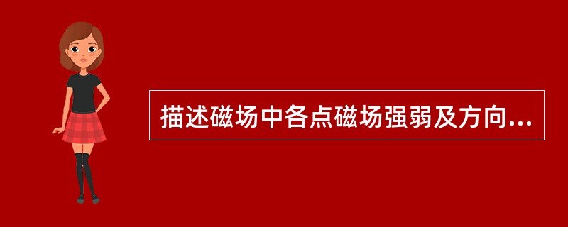 描述磁场中各点磁场强弱及方向的物理量是磁感应强度，符号是B，单位是韦伯。