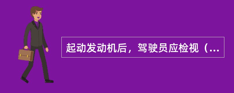 起动发动机后，驾驶员应检视（）。