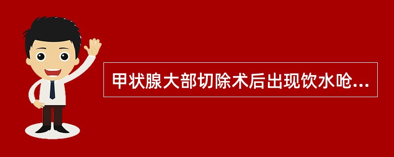 甲状腺大部切除术后出现饮水呛咳的原因为（）