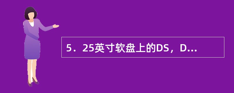 5．25英寸软盘上的DS，DD标记的意义是（）