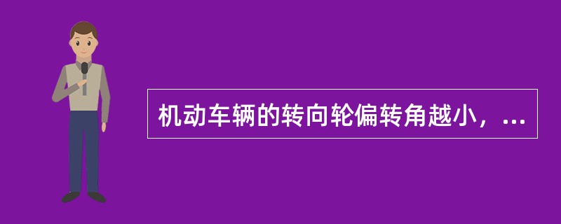 机动车辆的转向轮偏转角越小，最小转弯半径越大。