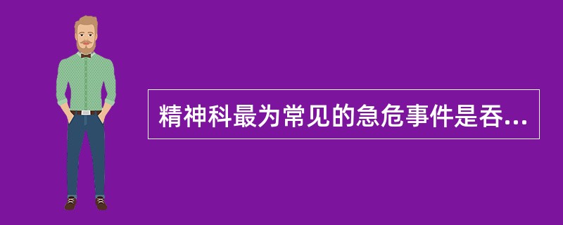 精神科最为常见的急危事件是吞食异物。