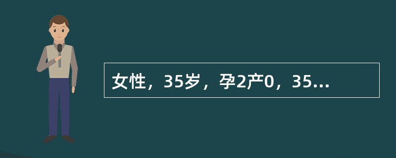 女性，35岁，孕2产0，35周妊娠。1年前曾因妊娠5个月死胎而作引产术。产前检查