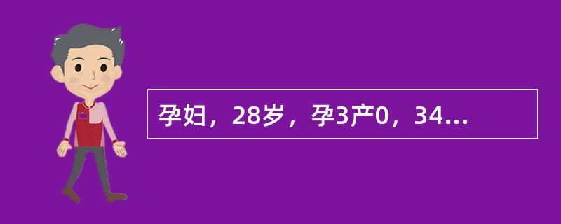 孕妇，28岁，孕3产0，34周妊娠，第1胎人工流产，第2胎为脊柱裂畸形于妊娠24