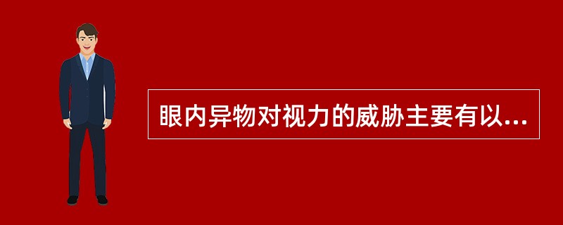 眼内异物对视力的威胁主要有以下哪些因素（）