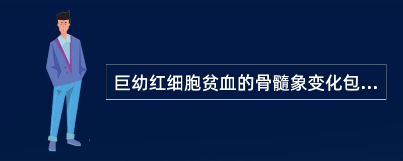 巨幼红细胞贫血的骨髓象变化包括（）