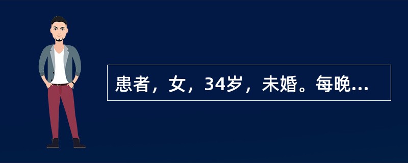 患者，女，34岁，未婚。每晚都关注电视台一著名男主持人，并告诉家人，此男主持人每