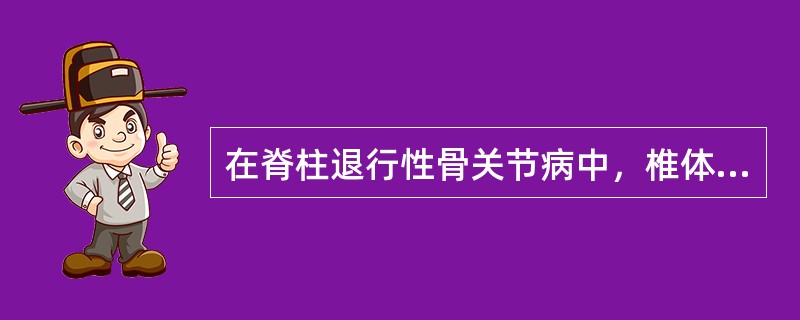 在脊柱退行性骨关节病中，椎体边缘增生不易发生于()