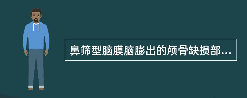 鼻筛型脑膜脑膨出的颅骨缺损部位位于（）。