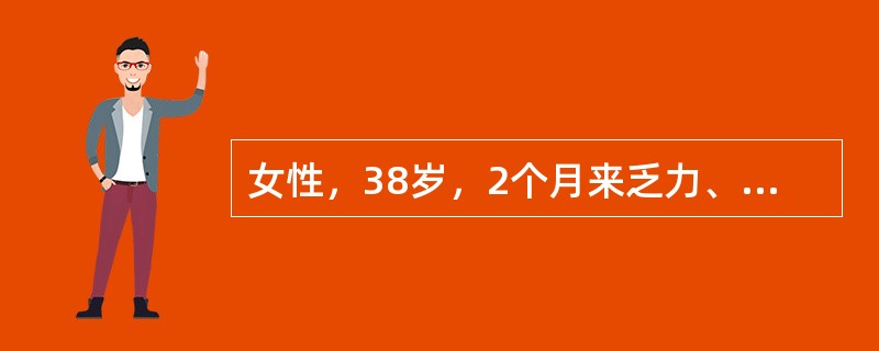 女性，38岁，2个月来乏力、记忆力减退、嗜睡、体重增加、血清胆固醇6．8mmol