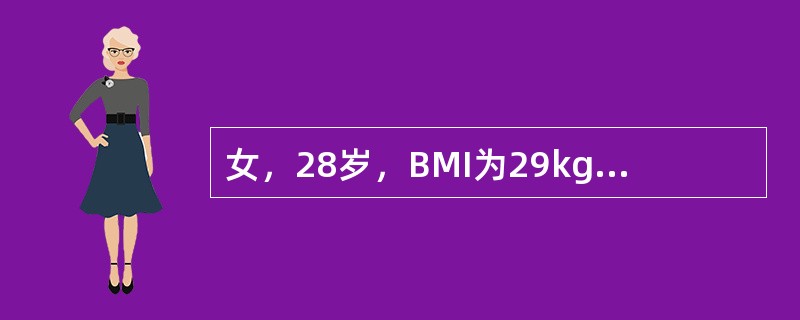 女，28岁，BMI为29kg／m2，月经稀发。查体：BPl50／90mmHg，腹