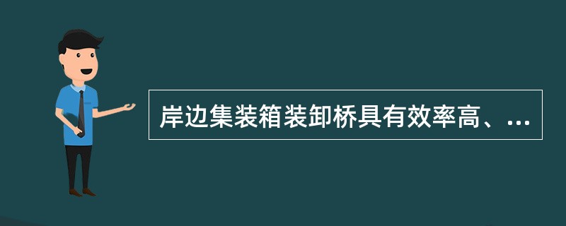 岸边集装箱装卸桥具有效率高、车船作业方便、实用性强的优点，是集装箱码头前沿进行集