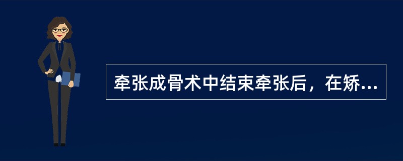 牵张成骨术中结束牵张后，在矫正位固定期为（）