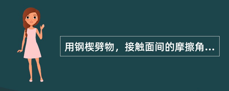 用钢楔劈物，接触面间的摩擦角为φn，钢楔重力不计。劈入后欲使楔不滑出，钢