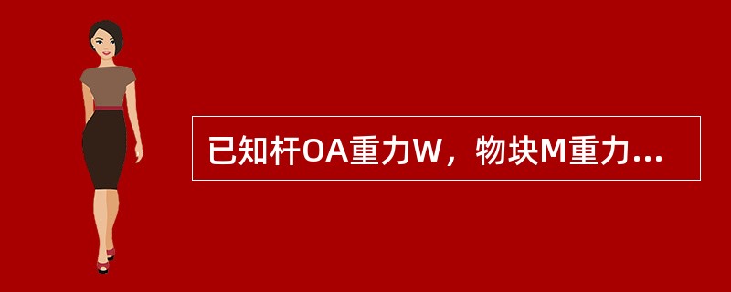 已知杆OA重力W，物块M重力Q，杆与物块间有摩擦。而物体与地面间的摩擦略去不计。