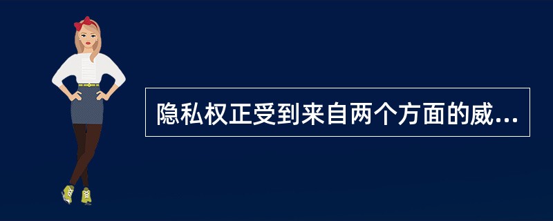 隐私权正受到来自两个方面的威胁，一是逐渐增多的计算机监督，二是信息在决策方面日益