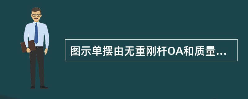 图示单摆由无重刚杆OA和质量为m的小球A构成。小球上连有两个刚度为k的水平弹簧，