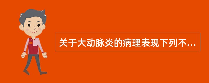 关于大动脉炎的病理表现下列不正确的是（）