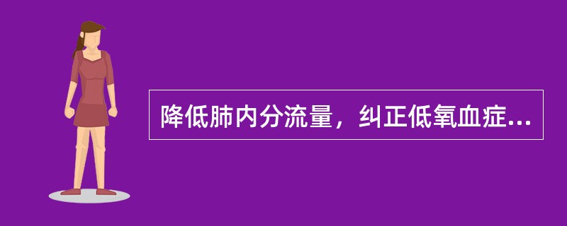 降低肺内分流量，纠正低氧血症（）