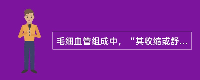 毛细血管组成中，“其收缩或舒张可控制毛细血管的关闭或开放，因此可决定某一时间内毛