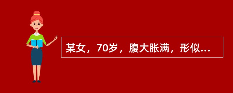 某女，70岁，腹大胀满，形似蛙腹，朝宽暮急，面色恍白，脘闷纳呆，神倦怯寒，肢冷浮