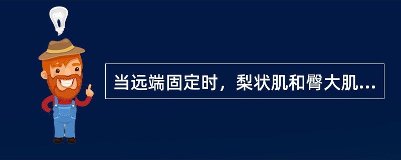 当远端固定时，梨状肌和臀大肌可使（）