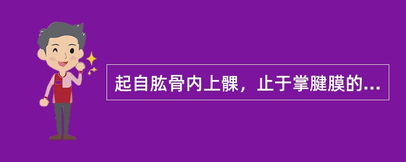 起自肱骨内上髁，止于掌腱膜的肌是（）