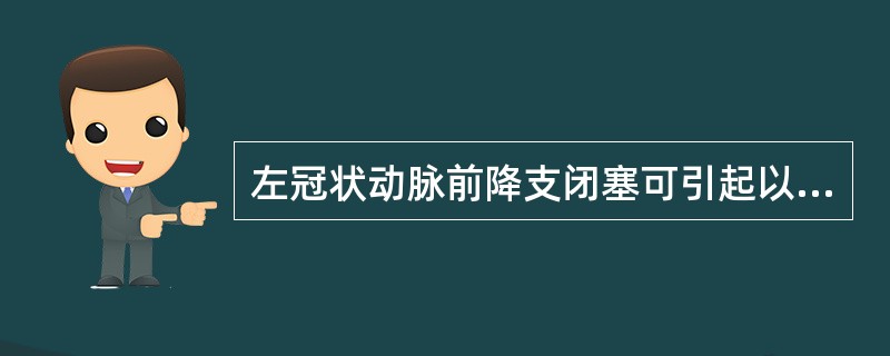 左冠状动脉前降支闭塞可引起以下哪些部位梗死()