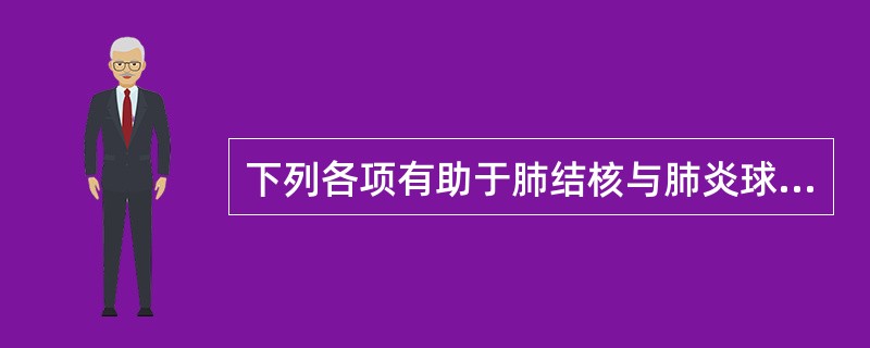 下列各项有助于肺结核与肺炎球菌肺炎的鉴别，其中支持前者的主要依据（）。