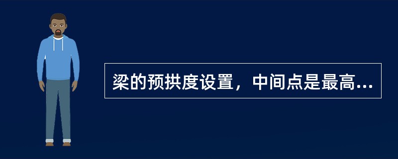 梁的预拱度设置，中间点是最高点，梁的两端为（）。