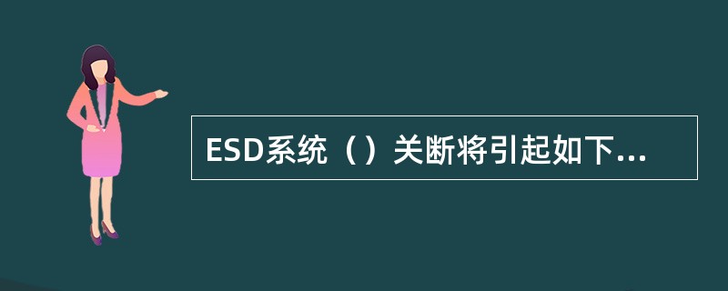 ESD系统（）关断将引起如下动作：1、所有生产设备关停；2、将电源由主发电机转换