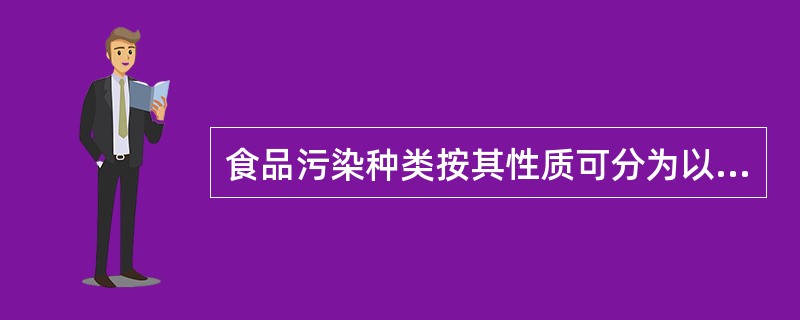 食品污染种类按其性质可分为以下三类:()、化学性污染、放射性污染。