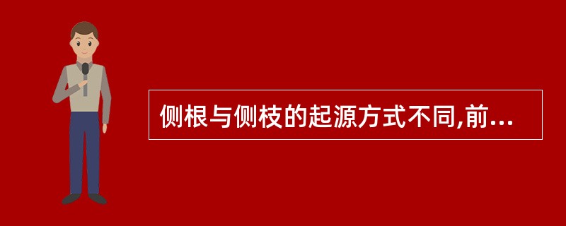 侧根与侧枝的起源方式不同,前者为内起源,后者为外起源。()