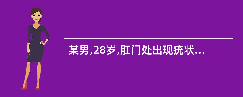 某男,28岁,肛门处出现疣状赘生物,色淡红,质地柔软,表面秽浊潮湿,恶臭,苔黄腻