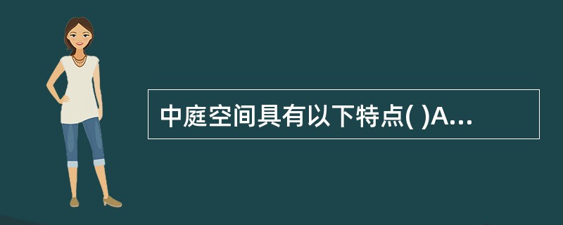 中庭空间具有以下特点( )A、在建筑物内部、上下贯通多层空间;B、多数以屋顶或外