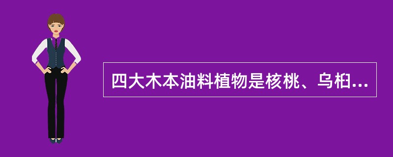 四大木本油料植物是核桃、乌桕、油桐和油茶。()