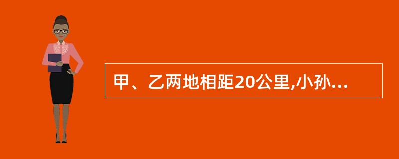 甲、乙两地相距20公里,小孙与小张分别从甲、乙两地同时相向而行,两小时后在途中相