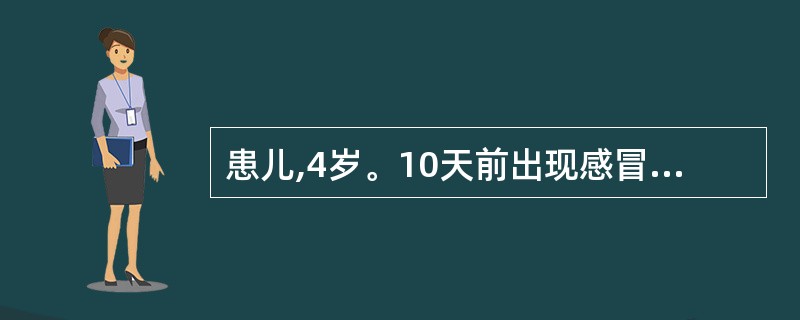 患儿,4岁。10天前出现感冒发热伴声音嘶哑,经肌注抗生素治疗,症状稍缓解,2天前