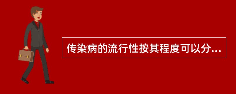 传染病的流行性按其程度可以分为A、水平流行B、散发C、流行D、大流行E、暴发 -