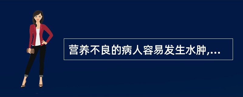 营养不良的病人容易发生水肿,其原因是