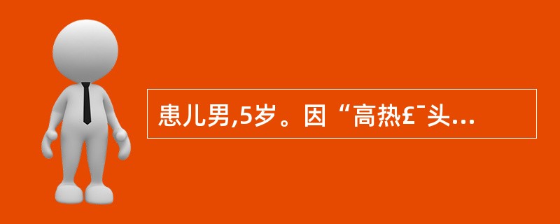 患儿男,5岁。因“高热£¯头疼伴烦躁不安3天,时有抽搐发生”收入院。查体:体温4