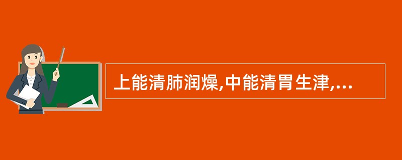 上能清肺润燥,中能清胃生津,下能滋阴降火,治疗实热虚热均可选用的是