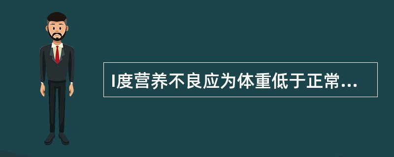 I度营养不良应为体重低于正常比例和腹壁皮下脂肪厚度