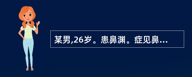 某男,26岁。患鼻渊。症见鼻塞,涕黄稠而量多,嗅觉差,伴头痛,发热,汗出,胸闷,