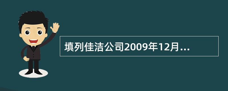 填列佳洁公司2009年12月31日与生产甲产品相关的资产组减值测试表,表中所列资