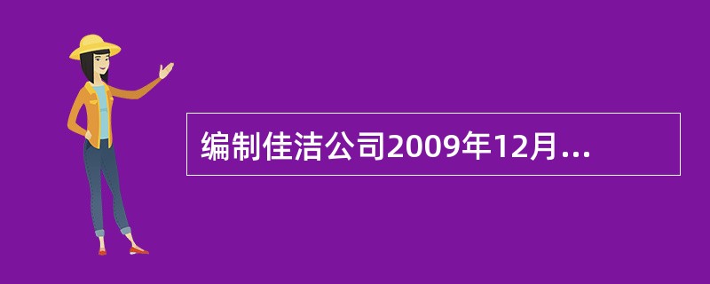 编制佳洁公司2009年12月31日计提资产减值准备的会计分录。